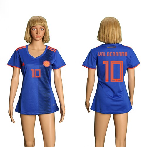 Women's Colombia #10 Valderrama Away Soccer Country Jersey - Click Image to Close